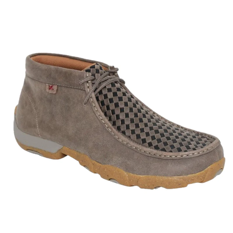 Twisted X® Men's Chukka Driving Moc Taupe Grey & Black Slip On Shoes MDM0097