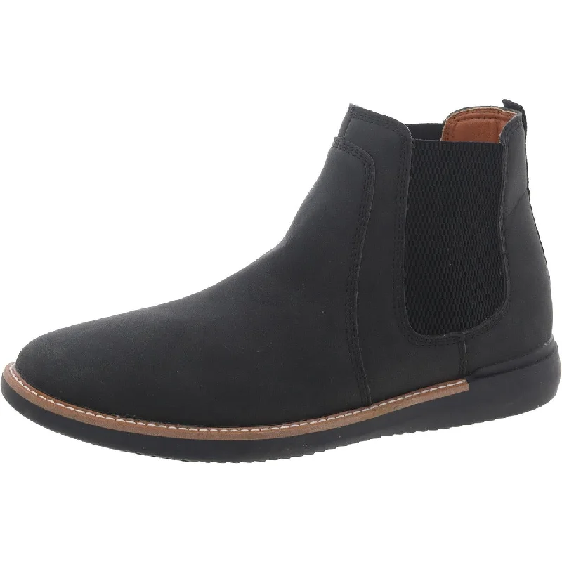 Steve Madden Mens Faux Leather Laceless Chelsea Boots