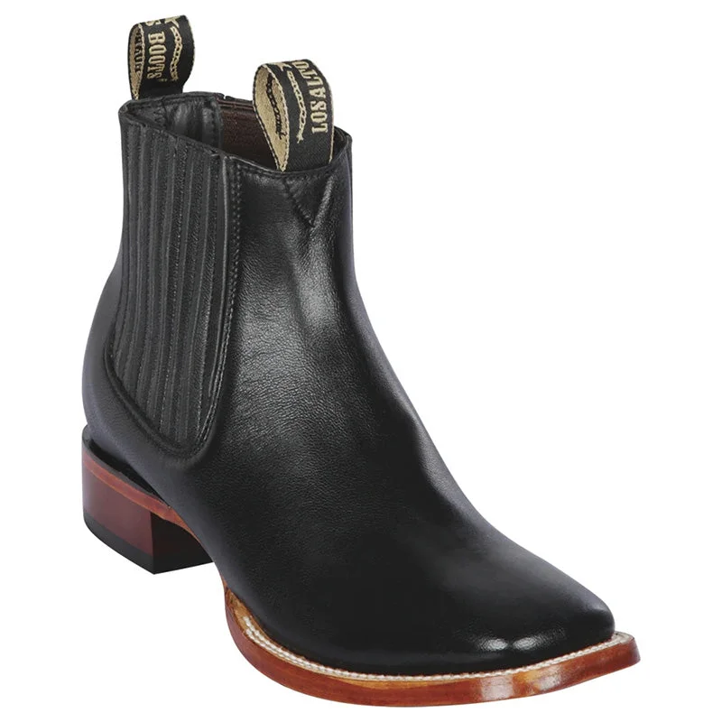 Square Toe Ankle Boots Black