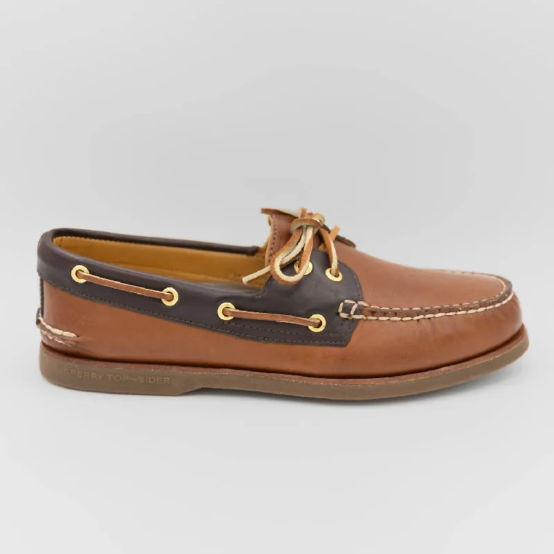 Men's Gold A/o 2 Eye Boat Shoe In Tan/ Brown