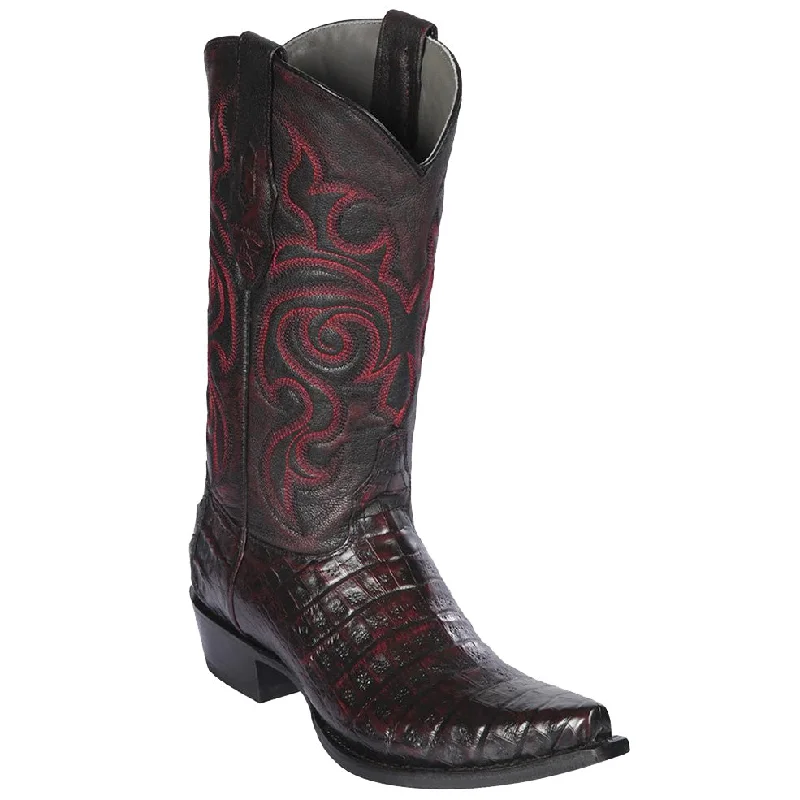 Black Cherry Caiman Snip Toe Cowboy Boots