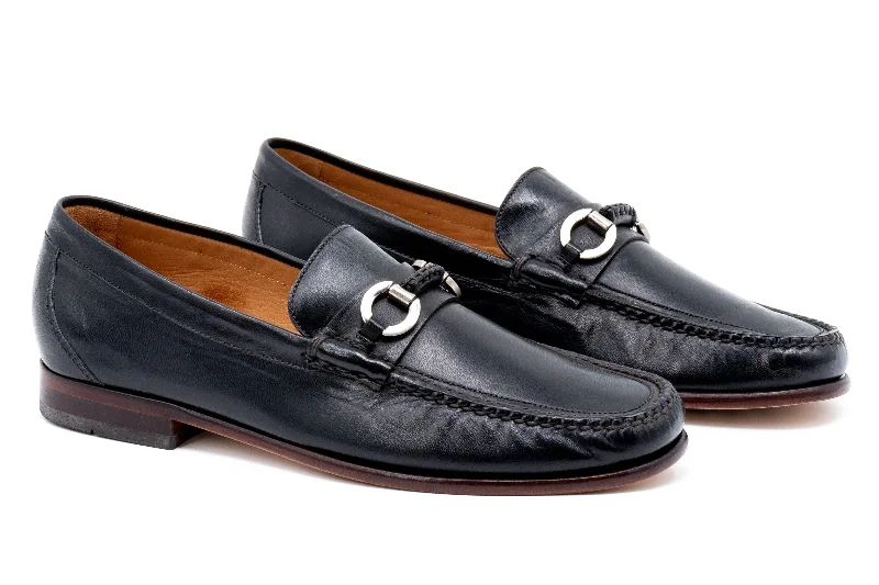 Maxwell Sheep Skin Horse Bit Loafers - Black