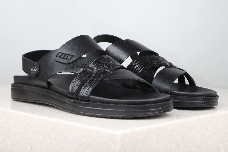 Atesber Black Comfort Sandals For Men