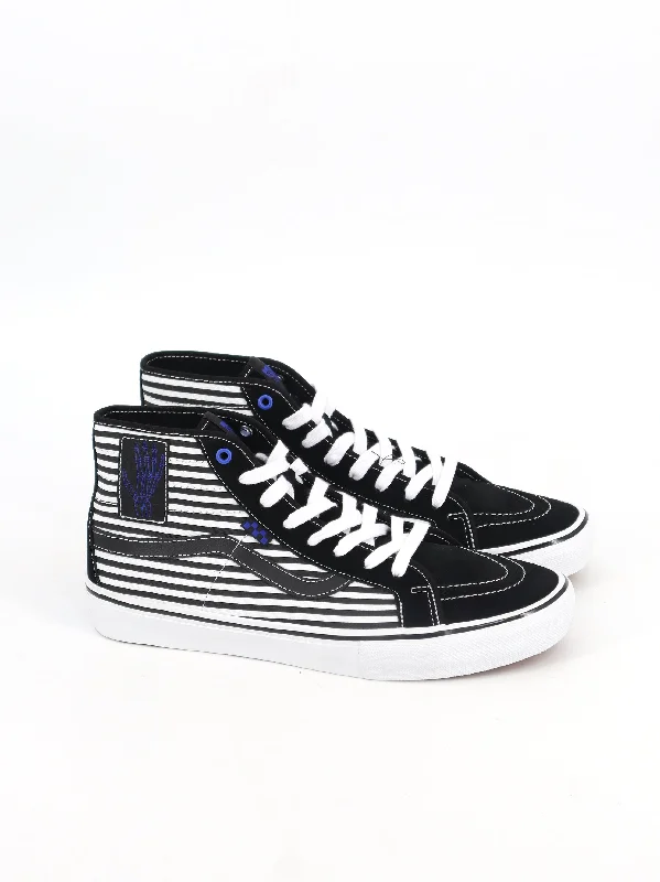 Men's Striped High Sneakers,Black/White