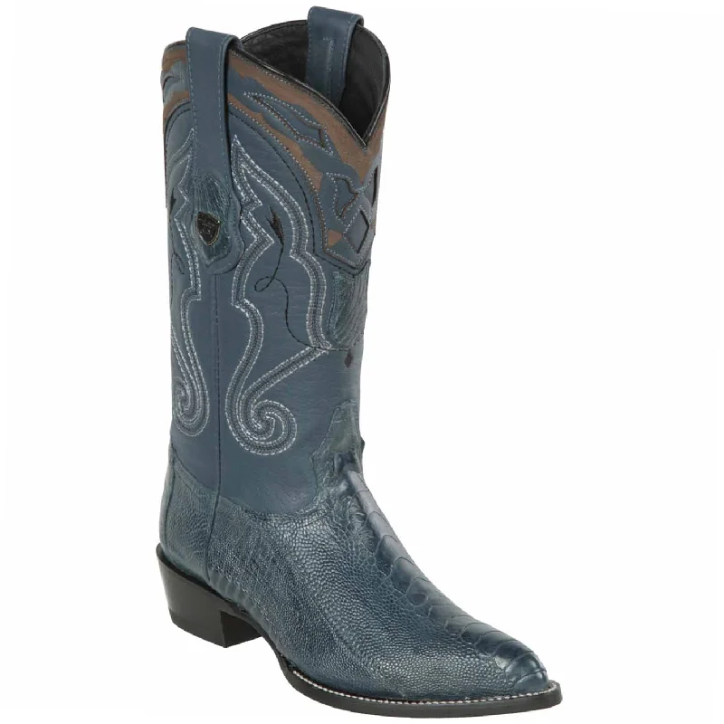 Blue Ostrich Cowboy Boots J-Toe