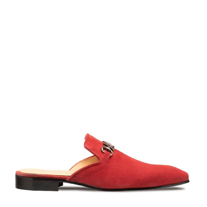 Men's Icon Slip On Mule Suede In Red