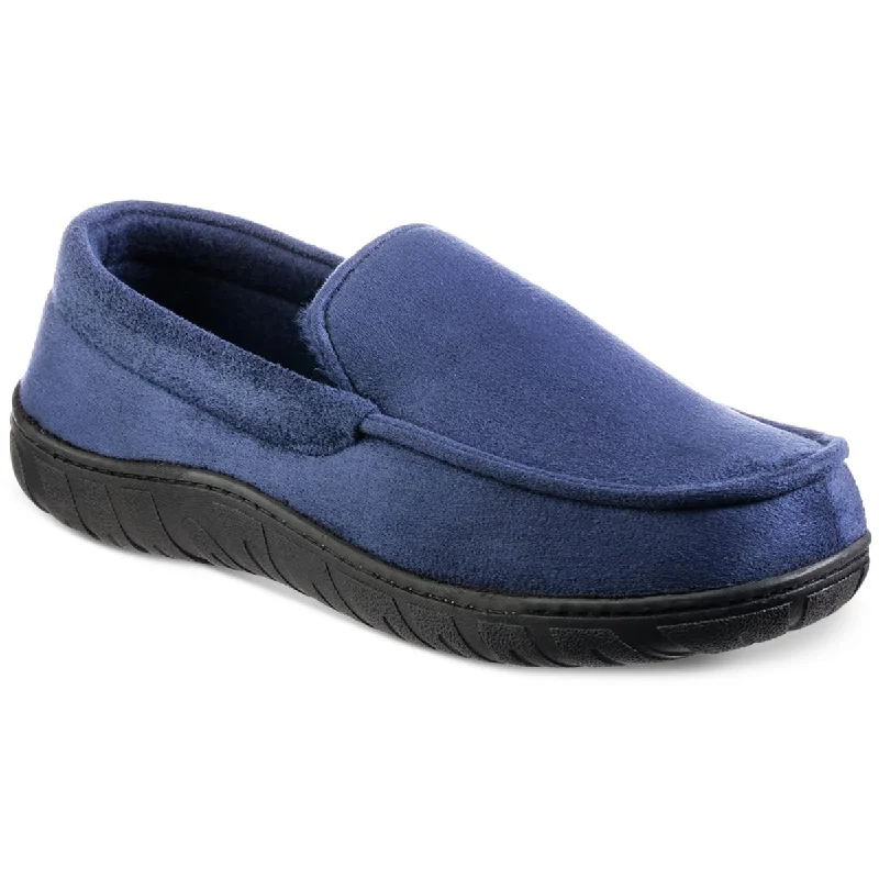 Totes Mens Faux Suede Faux Fur Lined Loafer Slippers