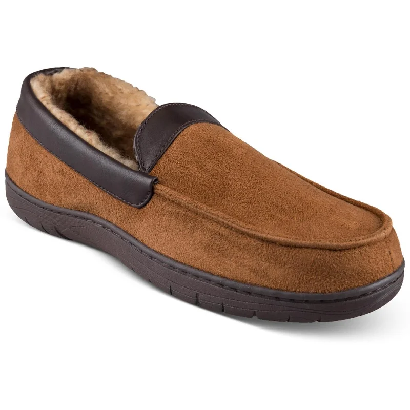 Haggar Mens Faux Sued Slip On Loafer Slippers