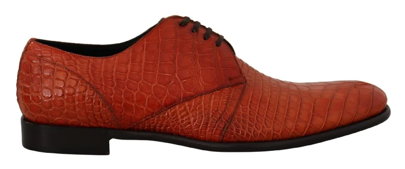 Dolce & Gabbana Exotic  Croc Leather Laceup Dress Men's Shoes