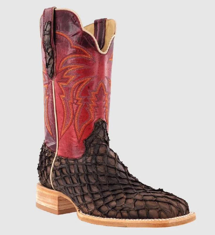 R. Watson Mens Matte Chocolate Pirarucu Fish Exotic Boot   RW7800-2