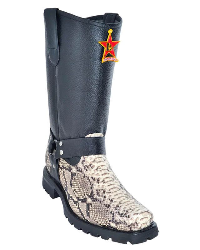 Men's Natural Python Motorcycle Boots