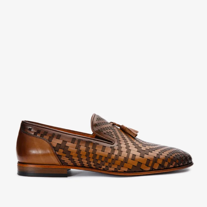 The Meram Brown Leather Tassel Slip-On Loafer Men Shoe