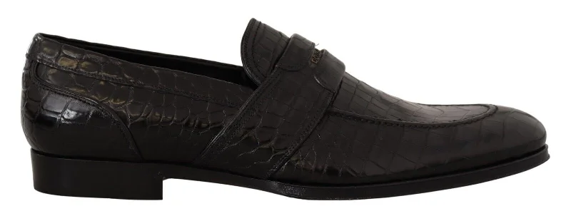 Dolce & Gabbana Elegant Crocodile Leather Moccasin Men's Shoes