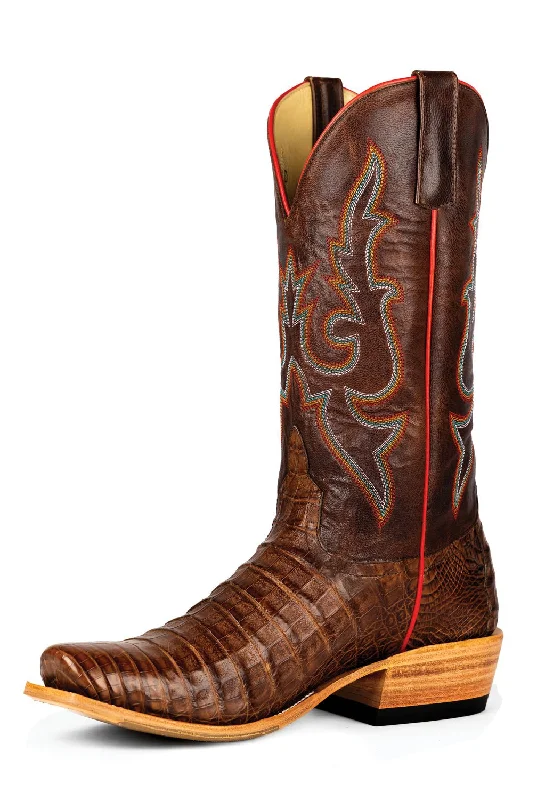 Horse Power Mens Post Oak Bone Caiman Belly Cowboy Boots