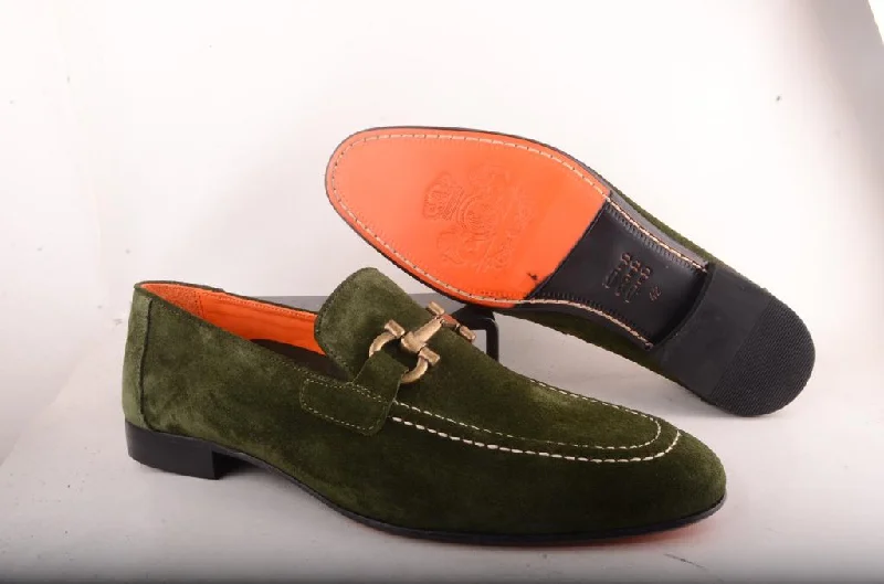 Sigotto Uomo Green Suede Slip on Shoes