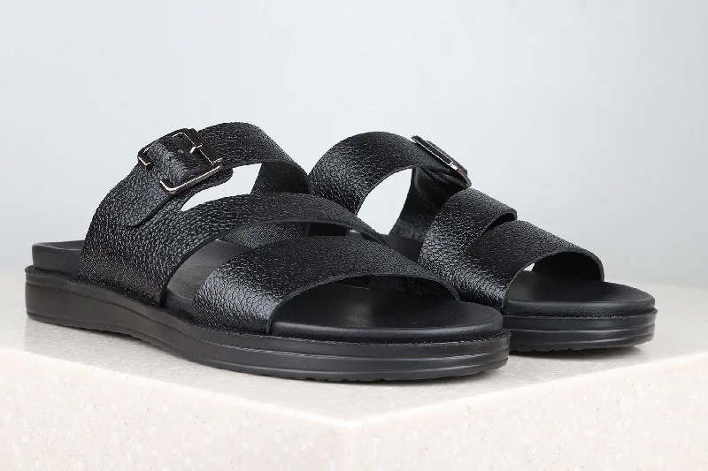 Atesber Thong Textured Sandal - Black For Men