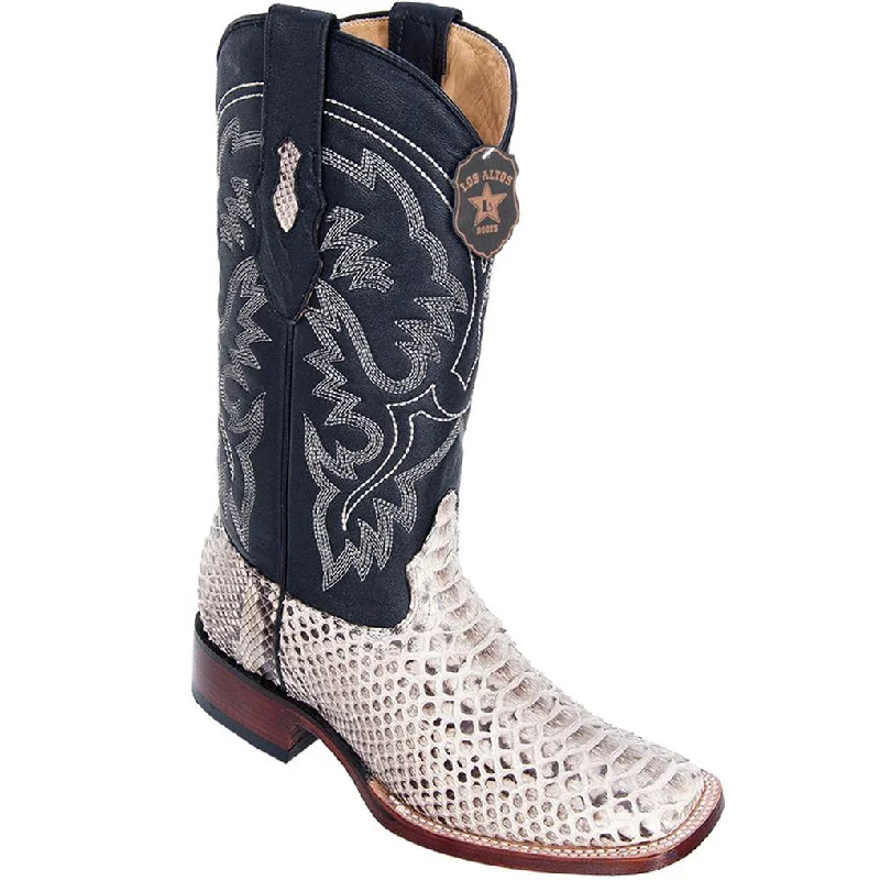 Natural Python Square Toe Boots