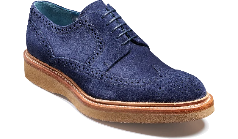 Barker Bill Derby Brogue - Navy Suede