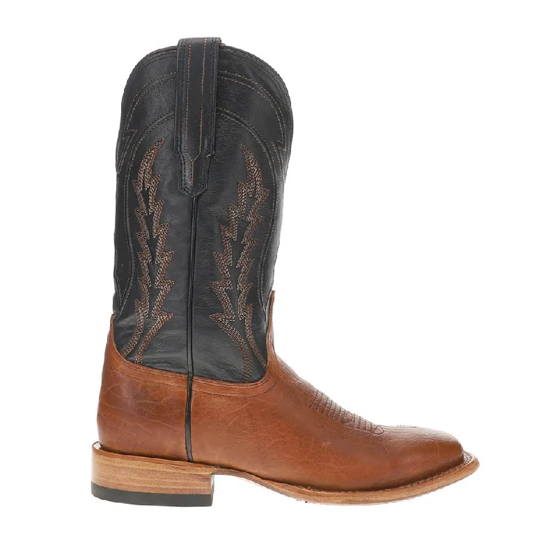 Doc Broad Embroidered Bison Square Toe Pull On Cowboy Boots