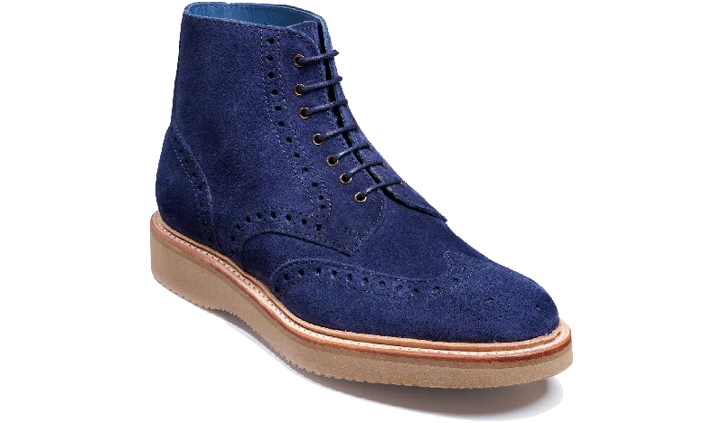 Barker Terry Brogue Boot -Navy Suede