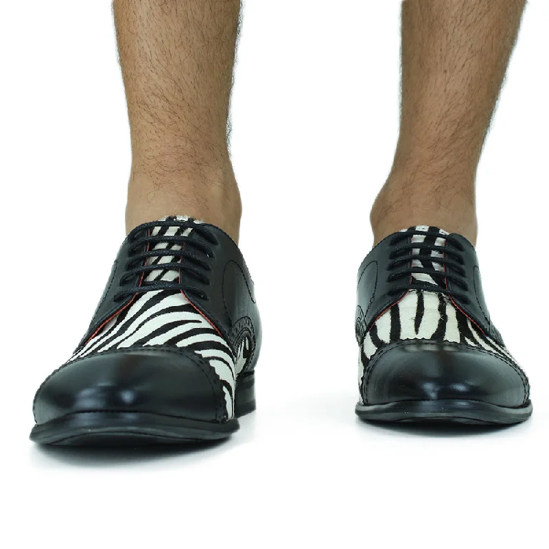 Men's Zebra Print Shoes,Black/White