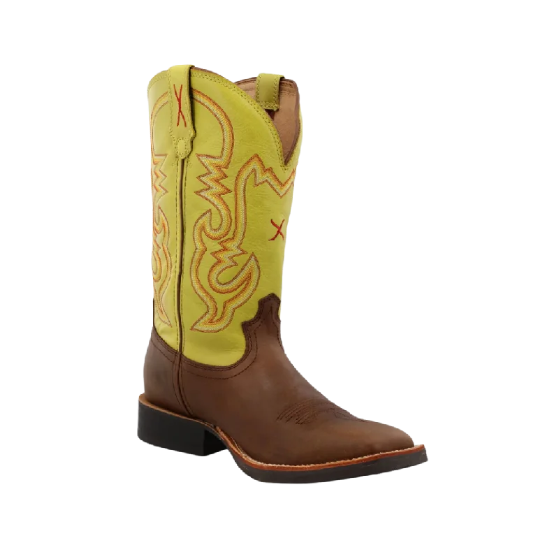 Twisted X Men's 12" Ruff Stock Western Peanut/Lime Square Toe